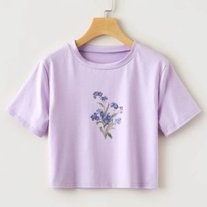 Romwe Crop Top with Flowers
